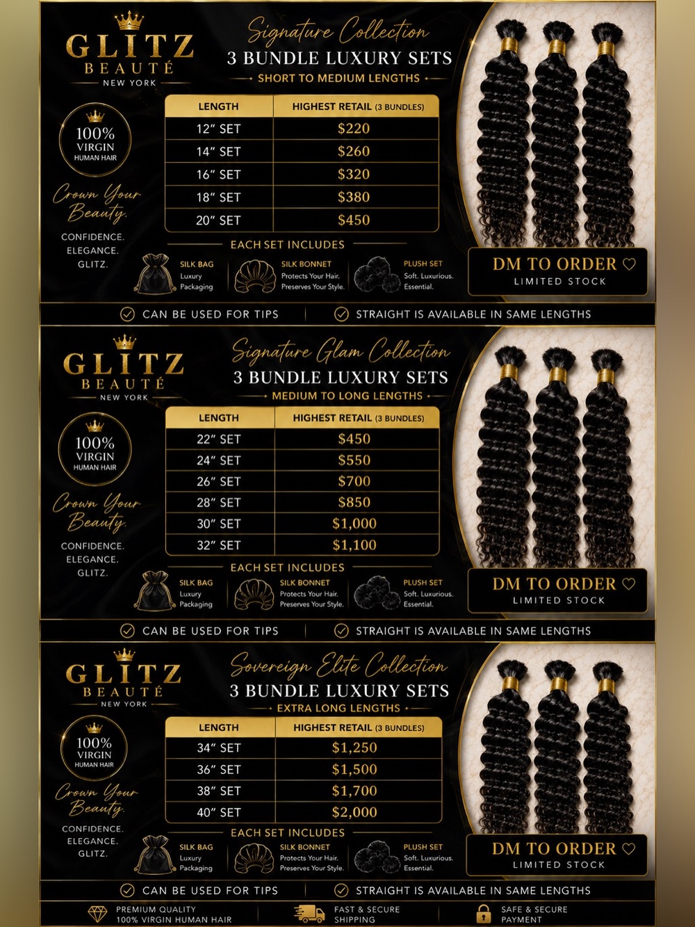 Glitz Everyday Luxe Collection - Black Can be bleached - Picture 2 of 2